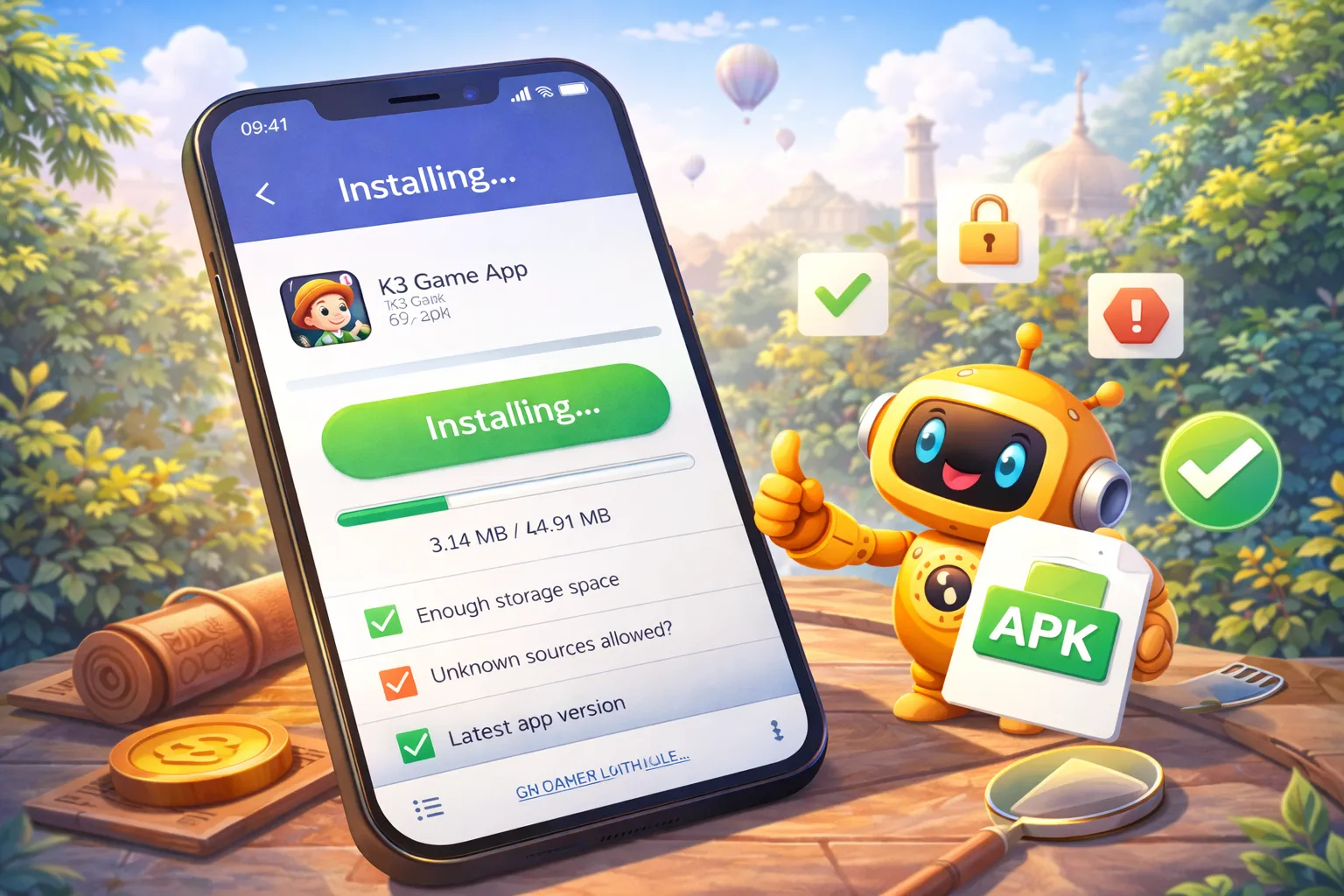 K3 Game App install step example