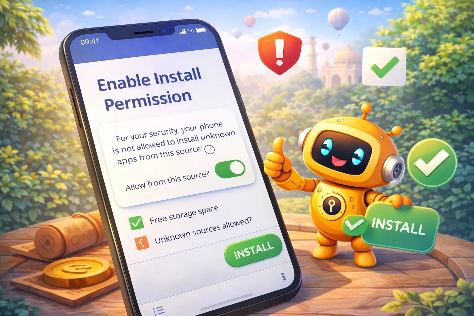 Allow install permission example